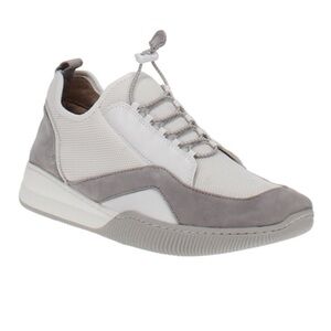 Naturalizer Gray & White Unison Elastic Lace Leather Fashion Sneaker 9